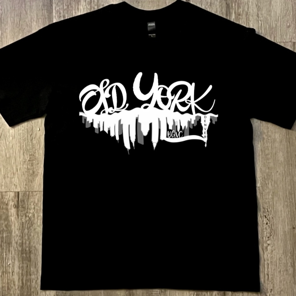 BGVC Denver - "Old York" graphic tee, black, cotton, unisex large